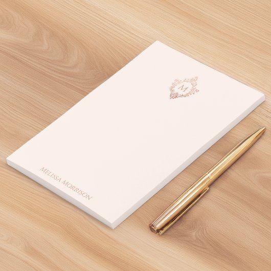 Monogram Blush Roze Elegante Sierlijke Roze Gouden Post-it® Notes