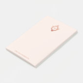Monogram Blush Roze Elegante Sierlijke Roze Gouden Post-it® Notes (Schuin)