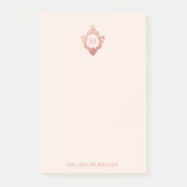 Monogram Blush Roze Elegante Sierlijke Roze Gouden Post-it® Notes (Voorkant)