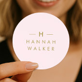 Monogram Blush Roze en Gouden Envelop Seal Sticker