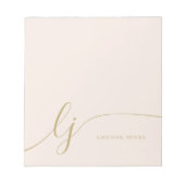 Monogram Blush Roze Goud Modern Minimaal Vrouwelij Notitieblok (Voorkant)