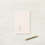 Monogram Blush Roze Goud Modern Minimaal Vrouwelij Post-it® Notes (Op bureau)