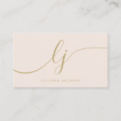 Monogram Blush Roze Goud Modern Minimalistisch Ele Visitekaartje (Voorkant)