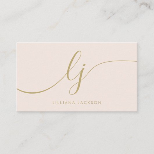 Monogram Blush Roze Goud Modern Minimalistisch Ele Visitekaartje (Voorkant)