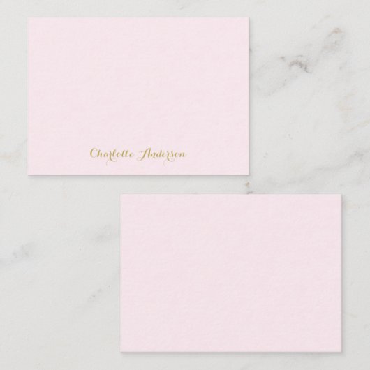 Monogram Blush Roze Goud Modern Minimalistisch Notitiekaartje (Voorkant / Achterkant)