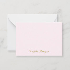 Monogram Blush Roze Goud Modern Minimalistisch Notitiekaartje