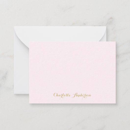 Monogram Blush Roze Goud Modern Minimalistisch Notitiekaartje (Voorkant)