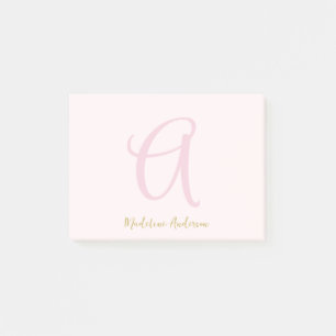 Monogram Blush Roze Goud Modern Minimalistisch Post-it® Notes