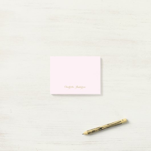 Monogram Blush Roze Goud Modern Minimalistisch Post-it® Notes (Op bureau)