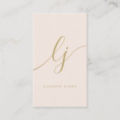 Monogram Blush Roze Goud Modern Vrouwelijk Script Visitekaartje (Voorkant)