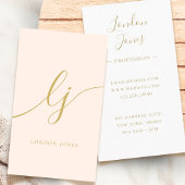 Monogram Blush Roze Goud Modern Vrouwelijk Script Visitekaartje