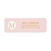 Monogram blush roze goud retouradres etiket (Voorkant)