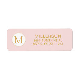 Monogram blush roze goud retouradres etiket