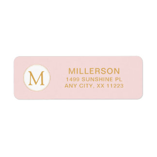 Monogram blush roze goud retouradres etiket