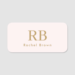 Monogram Blush Roze Goud Vrouwelijke Minimalist Naamplaatje