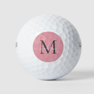 Monogram Blush Roze Grijs Vrouwelijk Girly Script Golfballen