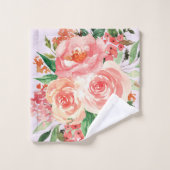 Monogram Blush Roze Lente Bloem Bloemen Boeket Bad Handdoek (Wasdoekje)
