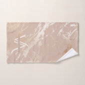 Monogram Blush Roze marmer Gold Foil Trendy Custom Bad Handdoek (Handdoek)
