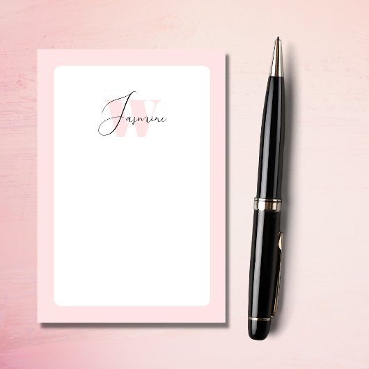 Monogram blush roze meisjesfeminine Cute Script Post-it® Notes