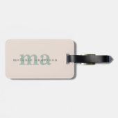 Monogram Blush Roze Minimalistische Moderne Eenvou Bagagelabel (Achterkant horizontaal)
