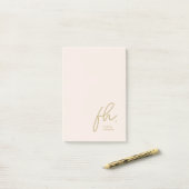Monogram Blush Roze Modern Script Vrouwelijk Minim Post-it® Notes (Op bureau)