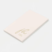 Monogram Blush Roze Modern Script Vrouwelijk Minim Post-it® Notes (Schuin)