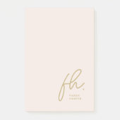 Monogram Blush Roze Modern Script Vrouwelijk Minim Post-it® Notes (Voorkant)