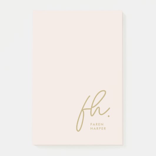 Monogram Blush Roze Modern Script Vrouwelijk Minim Post-it® Notes (Voorkant)