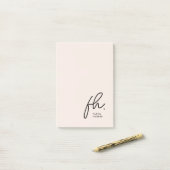 Monogram Blush Roze Modern Script Vrouwelijk Minim Post-it® Notes (Op bureau)
