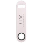 Monogram Blush Roze Moderne Minimalistische Elegan Speed Flessenopener (Achterkant)