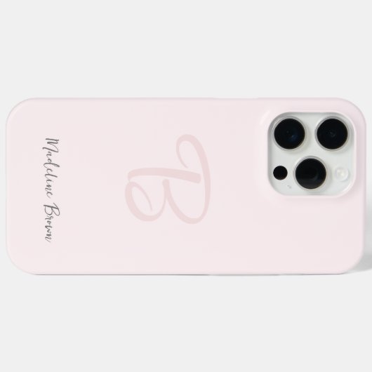 Monogram Blush Roze Moderne Minimalistische Vrouwe Case-Mate iPhone Case (Achterkant (horizontaal))