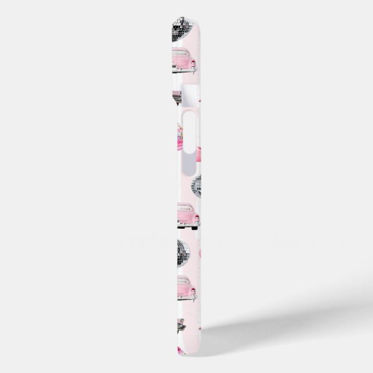 Monogram Blush Roze Retro Disco Ball Coquette Case-Mate iPhone Case (Achterkant / Links)