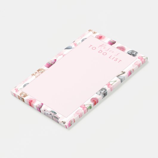 Monogram Blush Roze Retro Disco Ball Coquette Post-it® Notes (Schuin)