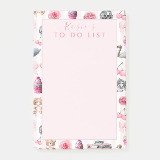 Monogram Blush Roze Retro Disco Ball Coquette Post-it® Notes (Voorkant)