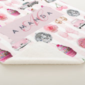 Monogram Blush Roze Retro Disco Ball Coquette Sherpa Deken (3/4)