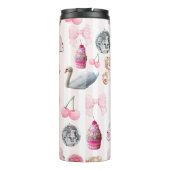 Monogram Blush Roze Retro Disco Ball Coquette Thermosbeker (Achterkant)