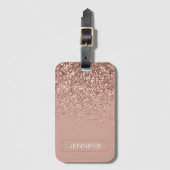 Monogram Blush roze roze roodbruin Glitter & Spark Bagagelabel (Voorkant (verticaal))