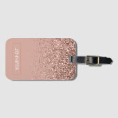 Monogram Blush roze roze roodbruin Glitter & Spark Bagagelabel (Voorkant (horizontaal))