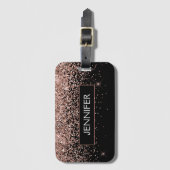 Monogram Blush roze roze roodbruin Glitter & Spark Bagagelabel (Voorkant (verticaal))