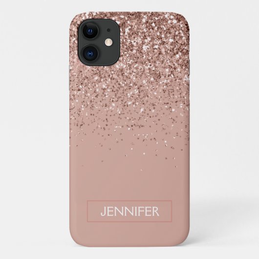 Monogram Blush roze roze roodbruin Glitter & Spark Case-Mate iPhone Case (Achterkant)