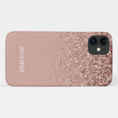 Monogram Blush roze roze roodbruin Glitter & Spark Case-Mate iPhone Case (Achterkant (horizontaal))