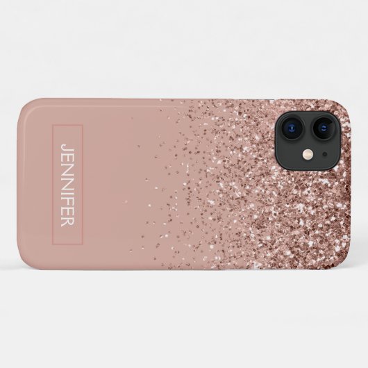 Monogram Blush roze roze roodbruin Glitter & Spark Case-Mate iPhone Case (Achterkant (horizontaal))