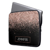 Monogram Blush roze roze roodbruin Glitter & Spark Laptop Sleeve (Voorkant Links)