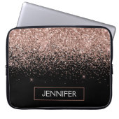 Monogram Blush roze roze roodbruin Glitter & Spark Laptop Sleeve (Voorkant)