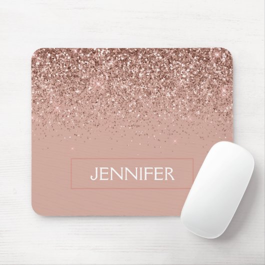 Monogram Blush roze roze roodbruin Glitter & Spark Muismat (Met muis)