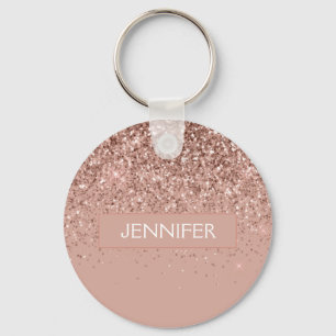 Monogram Blush roze roze roodbruin Glitter & Spark Sleutelhanger