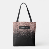 Monogram Blush roze roze roodbruin Glitter & Spark Tote Bag (Achterkant)