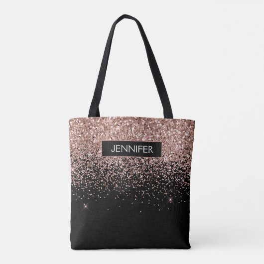 Monogram Blush roze roze roodbruin Glitter & Spark Tote Bag (Achterkant)