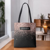 Monogram Blush roze roze roodbruin Glitter & Spark Tote Bag