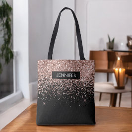 Monogram Blush roze roze roodbruin Glitter & Spark Tote Bag